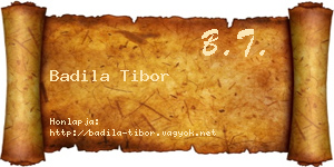 Badila Tibor névjegykártya